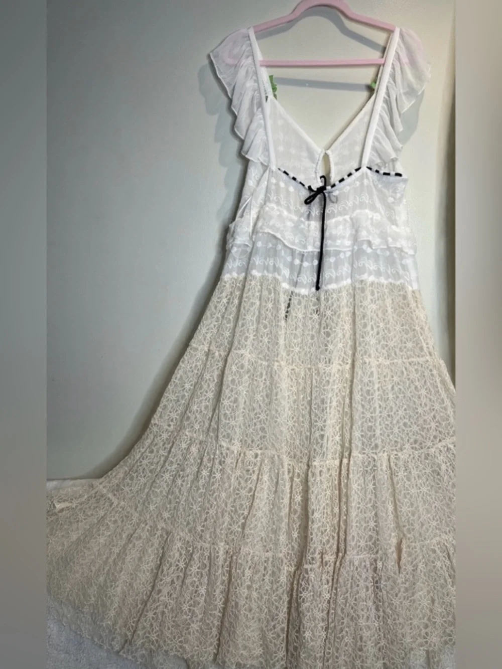 NWT Free People Selena Lace Rosette Open Front Festival Maxi Top Dress, S - Picture 5 of 11